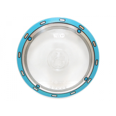 trans-clear dish 4 x 4 inverted radar with solid stud with dark azure circle gyrosphere pattern
