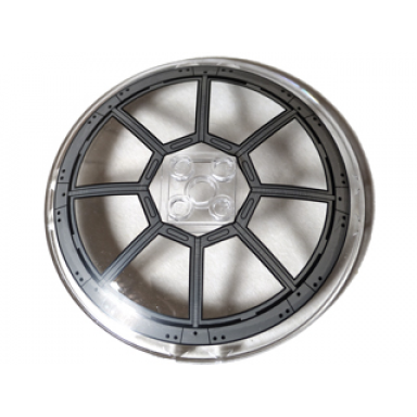 trans-clear dish 8 x 8 inverted radar with dark bluish gray radial tie fighter cockpit with 40 black rivets pattern