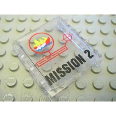 trans-clear panel 1 x 4 x 3 - hollow studs with mission 2 pattern sticker - set 7047