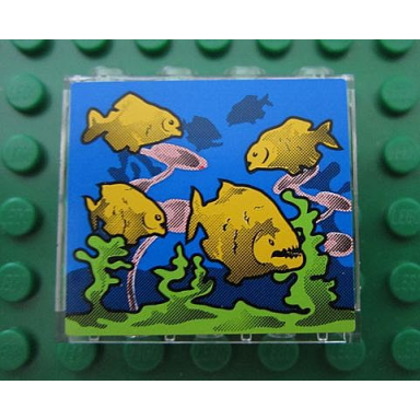 trans-clear panel 1 x 4 x 3 with fish in aquarium pattern sticker - set 8160