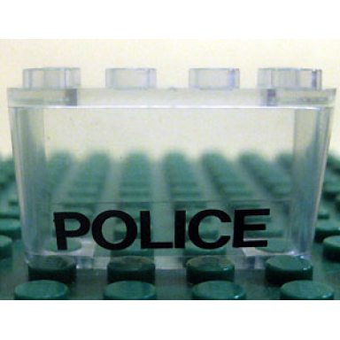 trans-clear windscreen 2 x 4 x 2 inverted with black police pattern sticker - set 6384