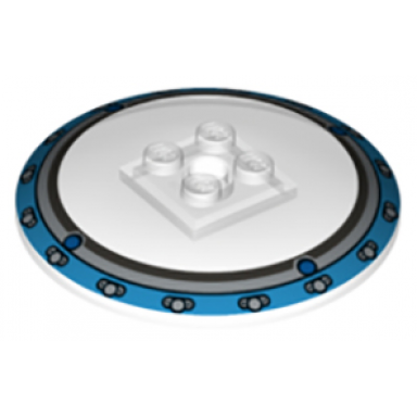trans-clear dish 6 x 6 inverted radar - solid studs with medium azure and silver border pattern jurassic world gyrosphere side