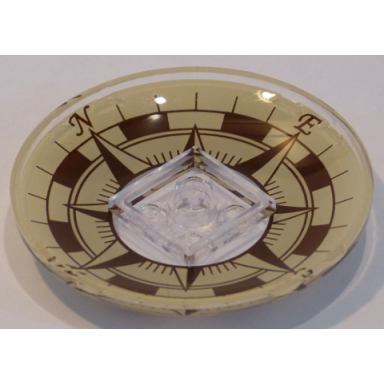 trans-clear dish 6 x 6 inverted radar - solid studs with vintage compass rose pattern