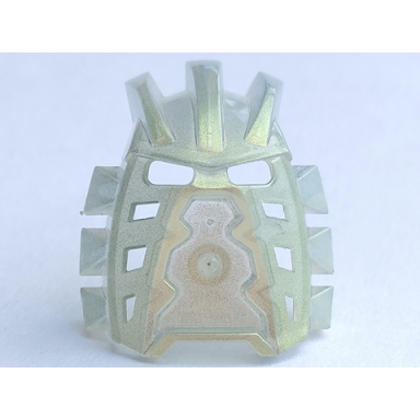 trans-clear bionicle mask avohkii with gold glitter coating pattern