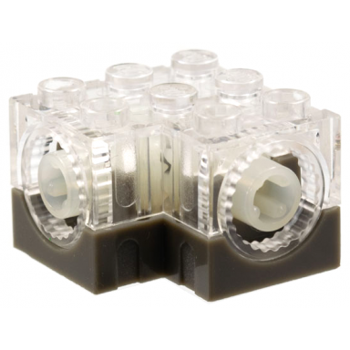 trans-clear technic gearbox 3 x 3 x 1 2 3 with dark gray base