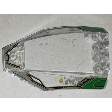trans-clear windscreen 10 x 6 x 2 curved with dark bluish gray and green border pattern stickers - set 70641