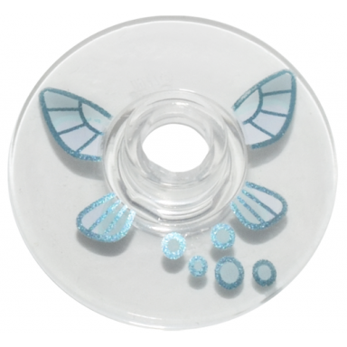 trans-clear dish 2 x 2 inverted radar with white light aqua and metallic light blue fairy wings and circles pattern the legend of zelda navi