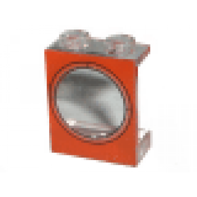 trans-clear panel 1 x 2 x 2 - hollow studs with porthole on red background pattern