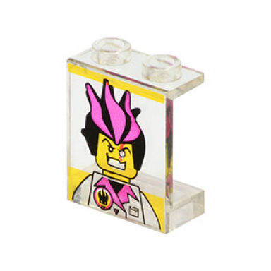 trans-clear panel 1 x 2 x 2 - hollow studs with agents dr inferno pattern
