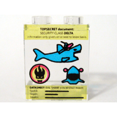 trans-clear panel 1 x 2 x 2 - hollow studs with sharks with missiles datasheet and agents villain logo pattern