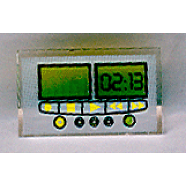 trans-clear panel 1 x 2 x 1 with cd player controls with 02:13 pattern