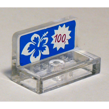 trans-clear panel 1 x 2 x 1 with white and blue flower and pricing 100 on blue background pattern sticker - set 41058