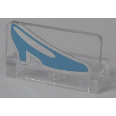 trans-clear panel 1 x 2 x 1 with blue shoe pattern sticker - set 41055
