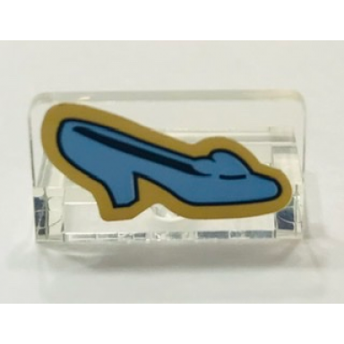 trans-clear panel 1 x 2 x 1 with blue shoe and pearl gold outline pattern sticker - set 41154