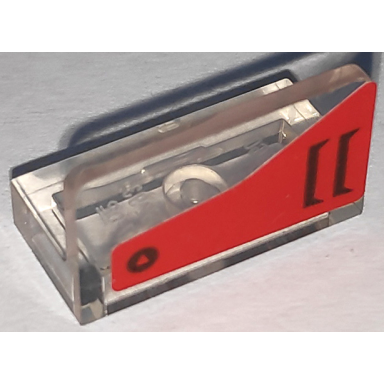 trans-clear panel 1 x 2 x 1 with black air vents and circle with triangle on red background pattern model left side sticker - set 70675