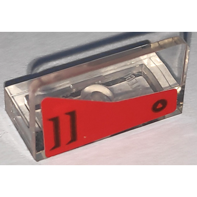 trans-clear panel 1 x 2 x 1 with black air vents and circle with triangle on red background pattern model right side sticker - set 70675