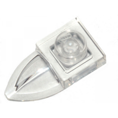 trans-clear plate modified 1 x 1 with tooth horizontal