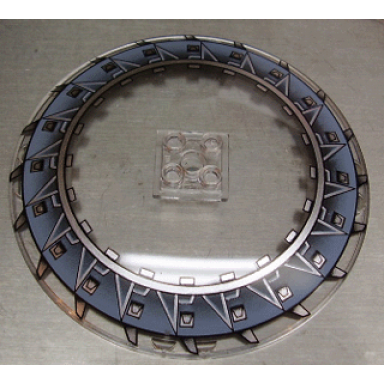 trans-clear dish 10 x 10 inverted radar - hollow studs with serrated blades pattern