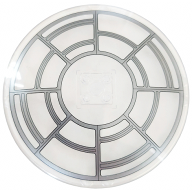 trans-clear dish 10 x 10 inverted radar - solid studs with silver sw throne room window frame pattern