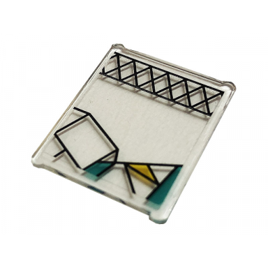 trans-clear glass for window 1 x 3 x 3 flat front with dark turquoise and yellow stained glass and black lattice pattern sticker - set 75980