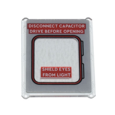 trans-clear glass for window 1 x 3 x 3 flat front with flux capacitor door and red disconnect capacitor drive before opening and shield eyes from light pattern sticker - set 10300