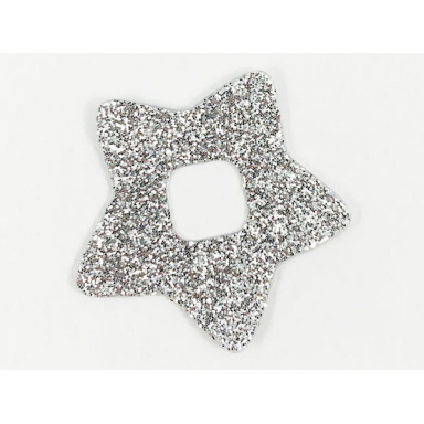 trans-clear clikits icon accent plastic star 3 1 4 x 3 1 4 with glued silver glitter pattern