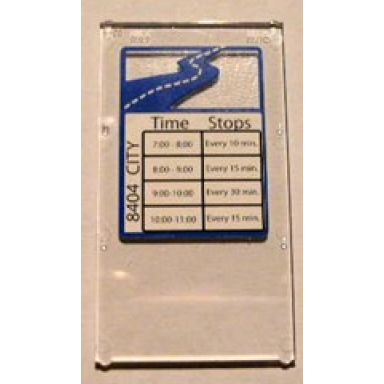 trans-clear glass for window 1 x 4 x 6 with 8404 city time stops and schedule pattern sticker - set 8404