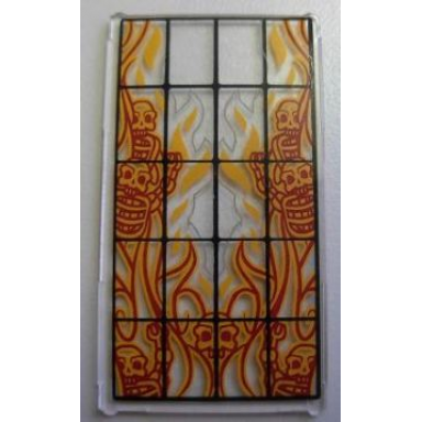 trans-clear glass for window 1 x 4 x 6 with black bars and flaming skeletons pattern sticker - set 4195