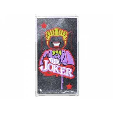 trans-clear glass for window 1 x 4 x 6 with 2 red stars joker figure and the joker on silver mirrored background pattern sticker - set 76035