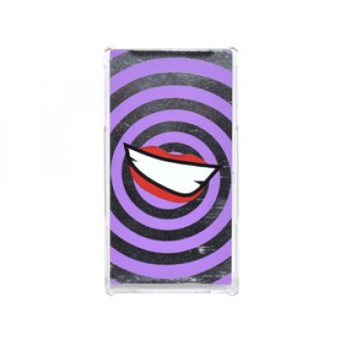 trans-clear glass for window 1 x 4 x 6 with medium lavender swirls and lopsided open mouth smile with teeth and red lips on silver mirrored background pattern sticker - set 76035