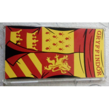 trans-clear glass for window 1 x 4 x 6 with gryffindor red and yellow coat of arms banner pattern sticker - set 75956