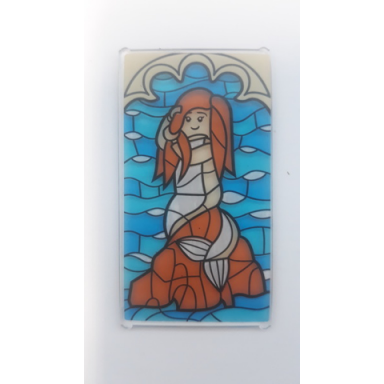 trans-clear glass for window 1 x 4 x 6 with stained glass mermaid sitting on rock pattern sticker - set 75948