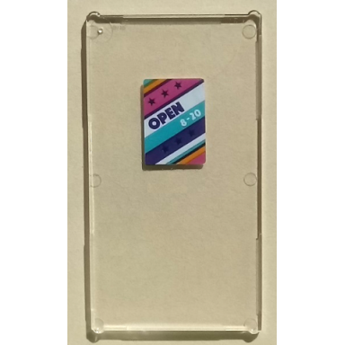 trans-clear glass for window 1 x 4 x 6 with open 8-20 on stripes with stars background pattern sticker - set 41312