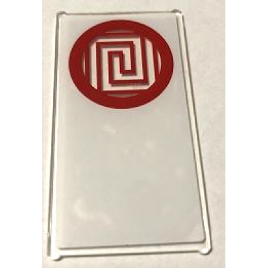 trans-clear glass for window 1 x 4 x 6 with red circle and geometric frame on translucent white background pattern sticker - set 70670