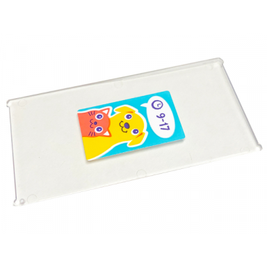 trans-clear glass for window 1 x 4 x 6 with coral cat yellow dog dark purple 9-17 and clock on medium azure background pattern sticker - set 41699