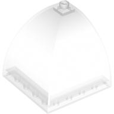 trans-clear panel 5 x 5 x 3 1 3 corner convex with curved top