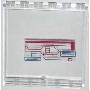 trans-clear panel 1 x 6 x 5 with red helicopter and missile on screen pattern sticker - set 76007