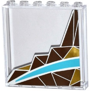 trans-clear panel 1 x 6 x 5 with silver and gold triangle mosaic and white and medium azure curved stripes pattern left side sticker - set 41106