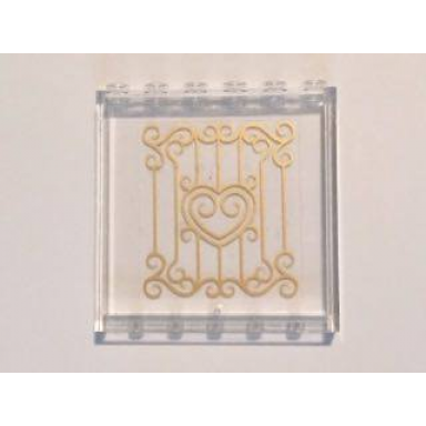 trans-clear panel 1 x 6 x 5 with gold swirls and heart pattern on inside sticker - set 41101