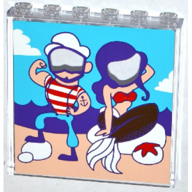 trans-clear panel 1 x 6 x 5 with photo prop standee with mermaid and sailor pattern sticker - set 41129