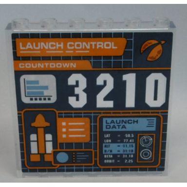 trans-clear panel 1 x 6 x 5 with launch control countdown 3210 launch data and rocket pattern sticker - set 60228