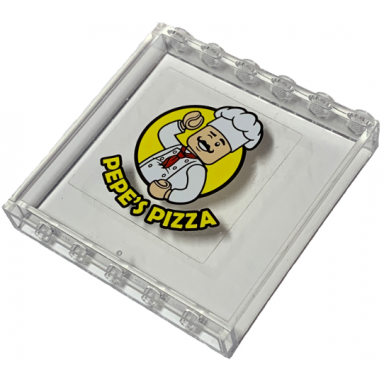 trans-clear panel 1 x 6 x 5 with pepes pizza pattern sticker - set 76108