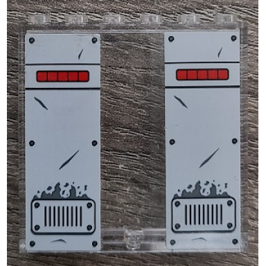 trans-clear panel 1 x 6 x 5 with 2 light bluish gray panels red stripes and vents pattern stickers - set 70912