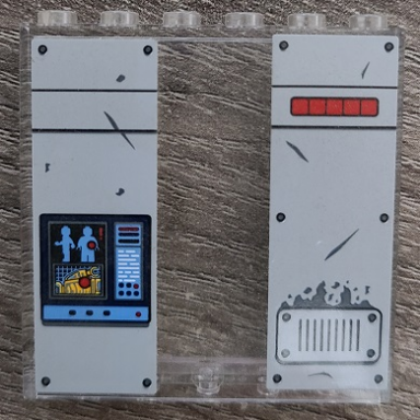 trans-clear panel 1 x 6 x 5 with light bluish gray panel red stripe vents and scanner monitor pattern stickers - set 70912