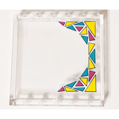 trans-clear panel 1 x 6 x 5 with dark turquoise magenta and bright light orange triangles pattern model left side sticker - set 41344