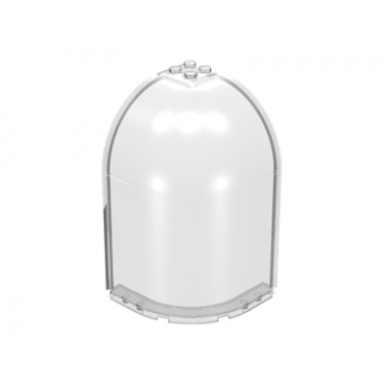 trans-clear panel 6 x 6 x 9 corner convex with curved top