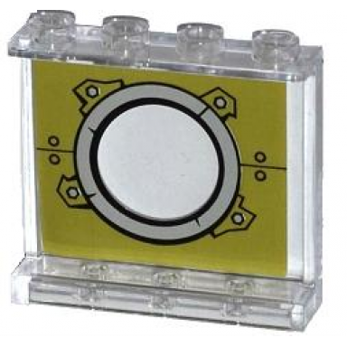 trans-clear panel 1 x 4 x 3 with side supports - hollow studs with porthole on olive green background pattern sticker - set 79121