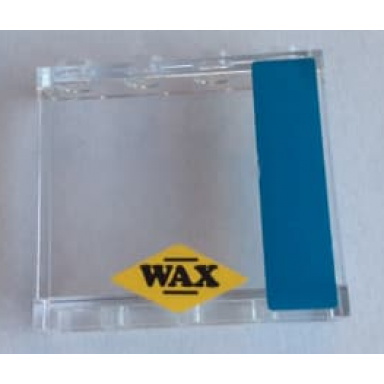 trans-clear panel 1 x 4 x 3 with side supports - hollow studs with dark azure stripe and wax on yellow diamond pattern model right side stickers - set 10252