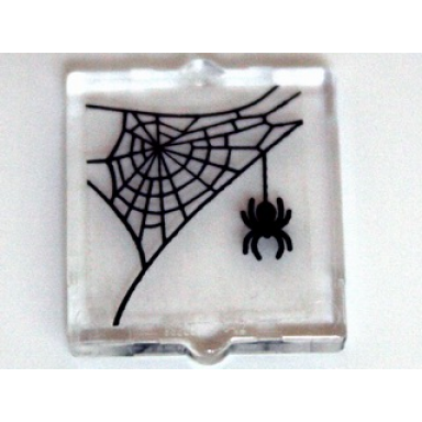trans-clear glass for window 1 x 2 x 2 flat front with spider and web in upper left corner pattern sticker - set 10228