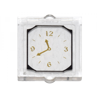 trans-clear glass for window 1 x 2 x 2 flat front with clock with gold hands and numbers pattern sticker - set 4840